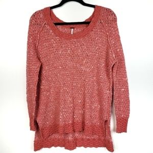 Free People knit oversized coral orange sweater
